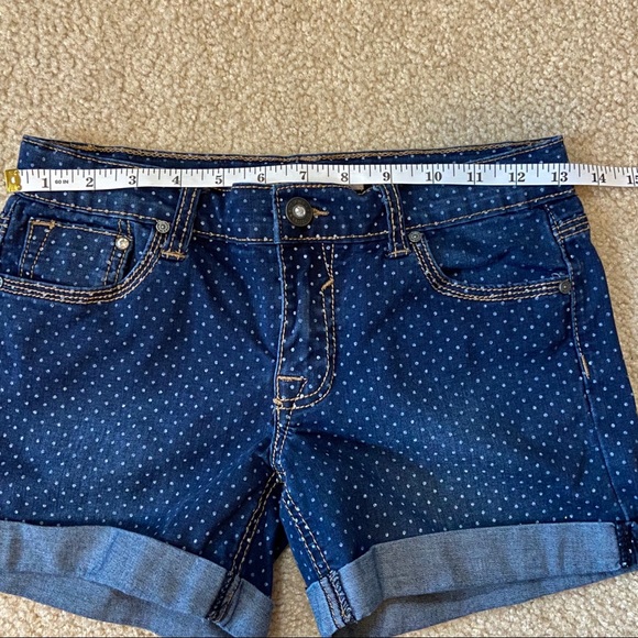 Vigoss Polka Dot Cuffed Denim Shorts - Picture 7 of 7